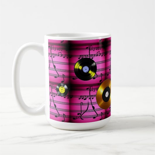 Musiknoten und Platten Kaffeetasse (Links)