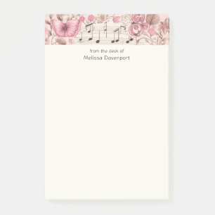 Musiknoten und Retro-Stil Post-it Klebezettel