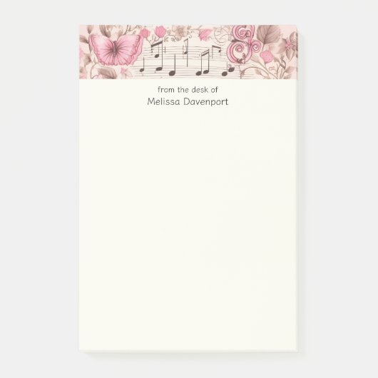 Musiknoten und Retro-Stil Post-it Klebezettel (Vorderseite)