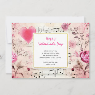 Musiknoten und Rosen Vintage-Design Feiertagskarte