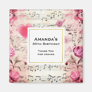 Musiknoten und Rosen Vintage-Design Magnet