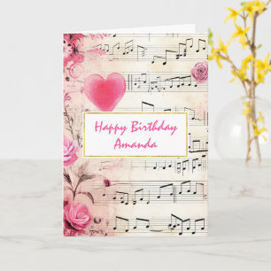 Musiknoten und Rosen Vintage Geburtstag Karte