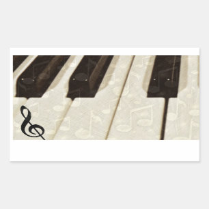 Musiknoten und Schlüssel_ Rechteckiger Aufkleber