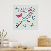 Musiknoten und Schmetterlinge Poster (Küche)