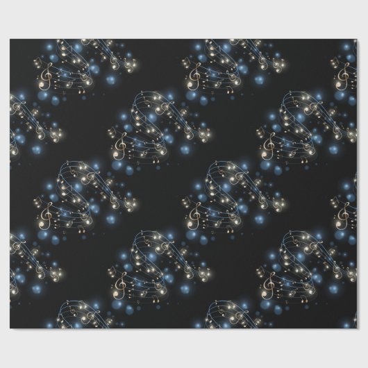 Musiknoten und Urlaubslicht Geschenkpapier (Flach)