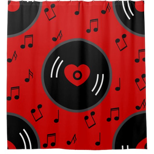 Musiknoten Vinyl Record Duschvorhang (Vorderseite)