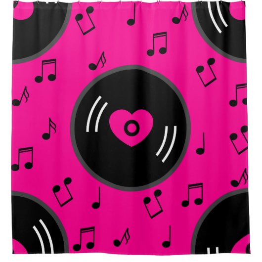 Musiknoten Vinyl Record Duschvorhang (Vorderseite)
