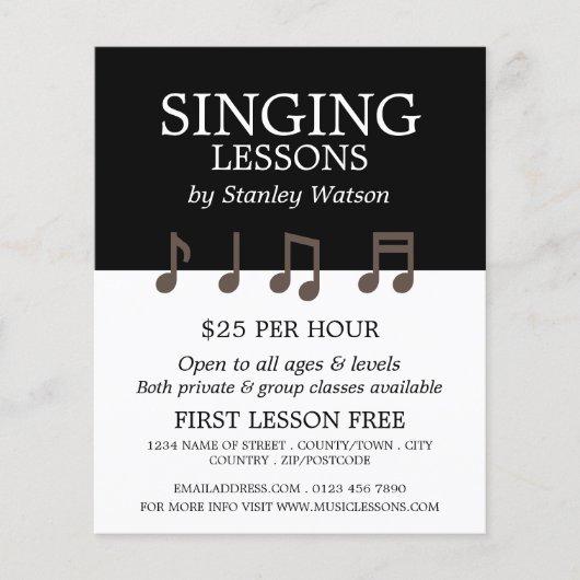 Musiknoten, Vokallehrgänge Werbung Flyer (Vorne)
