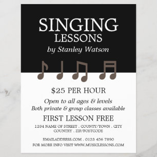 Musiknoten, Vokallehrgänge Werbung Flyer