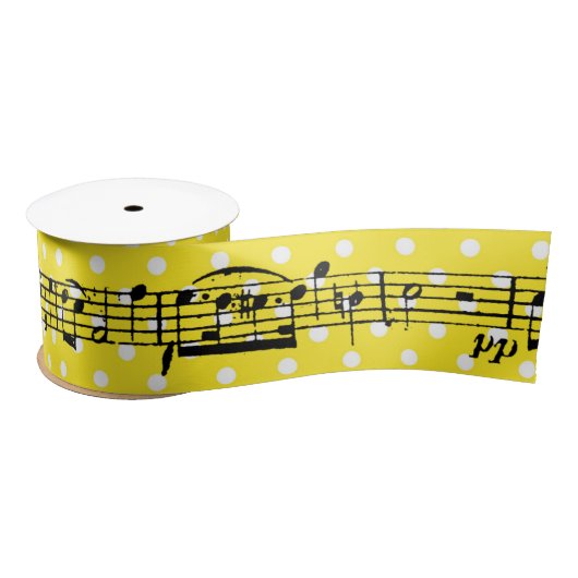 Musiknoten von Yellow Polka Dot Satin Ribbon Satinband (Spule)