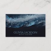 Musiknoten Wasserfarbdurchfluss - Dreamy Blue Visitenkarte (Vorderseite)