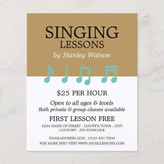 Musiknoten, Werbung im Bereich "Vokallehrgänge" Flyer (Vorne)