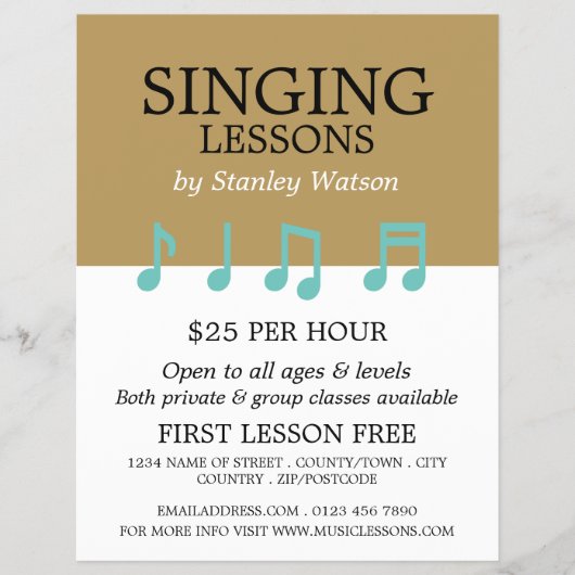 Musiknoten, Werbung im Bereich "Vokallehrgänge" Flyer (Vorne)