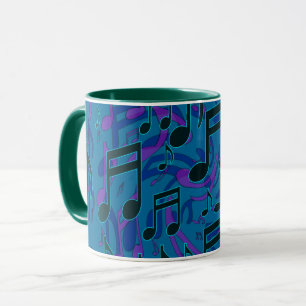 Musiknoten Wirbelndes musikalisches Muster Blau Gr Tasse