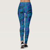 Musiknoten Wirbles musikalisches Muster Blau Lila Leggings (Rückseite)