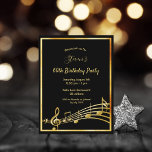 Musiknoten zum 60. Geburtstag Postkarte<br><div class="desc">Eine trendige, moderne 60. Geburtstagsparty Einladungskarte für Damen und Herren. Klassischer schwarzer Hintergrund mit goldfarbenem Rahmen und Musiknoten aus Imitat, goldfarbenen Buchstaben. Vorlagen für Ihre Party-Informationen. Zurück: weißer Hintergrund. Tipp: Wenn Sie es nicht so gewollt haben, dass es wie eine Postkarte aussieht, klicken Sie auf Anpassen, gehen Sie auf die...</div>