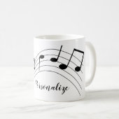 Musiknotens Black Gray Stilvoll Personalisiert Kaffeetasse (VorderseiteRechts)