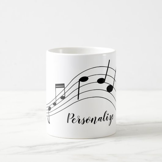 Musiknotens Black Gray Stilvoll Personalisiert Kaffeetasse (Mittel)