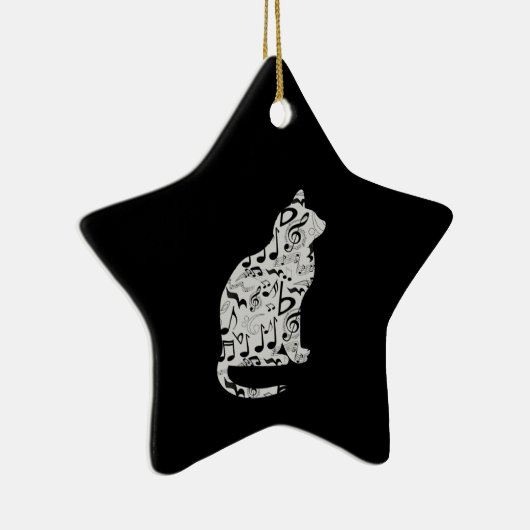 Musiknotens Cat Lover - Minimalistisch Musiker Keramik Ornament (Rechts)