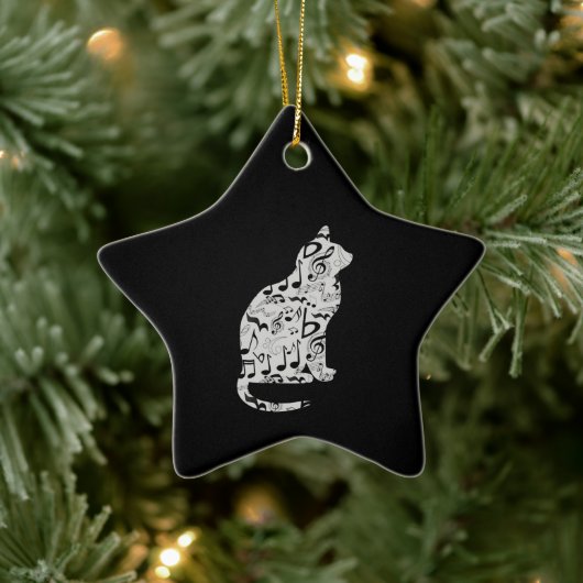 Musiknotens Cat Lover - Minimalistisch Musiker Keramik Ornament (Baum)
