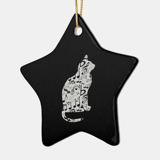Musiknotens Cat Lover - Minimalistisch Musiker Keramik Ornament (Links)