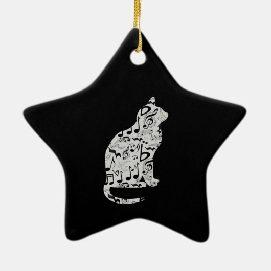 Musiknotens Cat Lover - Minimalistisch Musiker Keramik Ornament (Hinten)