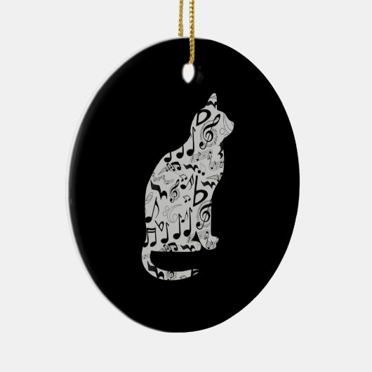 Musiknotens Cat Lover - Minimalistisch Musiker Keramik Ornament (Rechts)