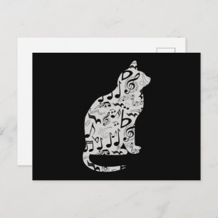 Musiknotens Cat Lover - Minimalistisch Musiker Postkarte