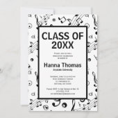 Musiknotens Einfache Musikerin Abschluss Einladung (Vorderseite)