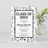 Musiknotens Einfache Musikerin Abschluss Einladung (Stehend Vorderseite)