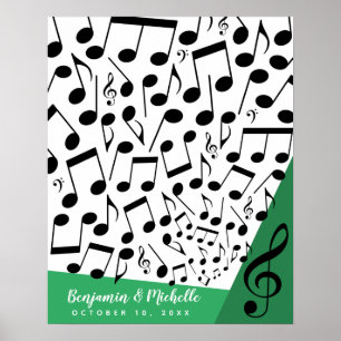 Musiknotens Gästebuchplakat - 50 Plätze Poster