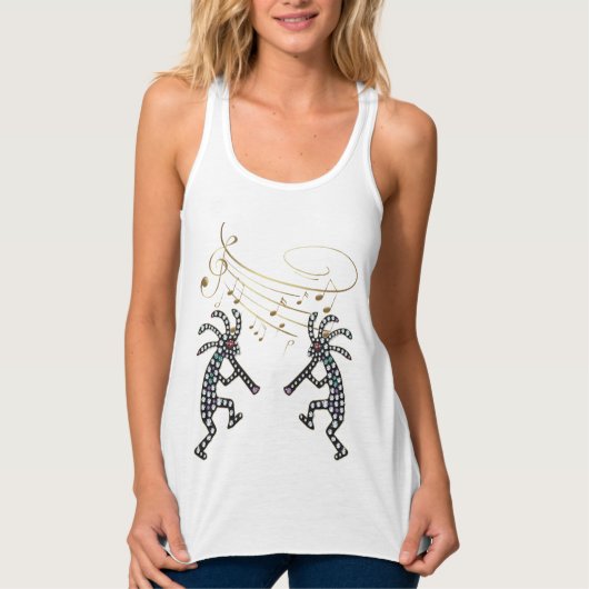 Musiknotens Jeweled Kristall Kokopelli  Tank Top (Vorderseite)