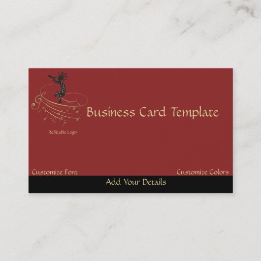 Musiknotens Kokopelli Logo Visitenkarte (Vorderseite)