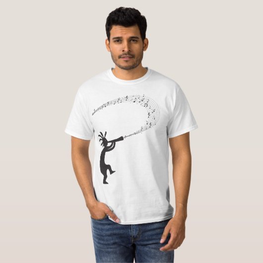 Musiknotens Kokopelli Native American T - Shirt (Vorne ganz)
