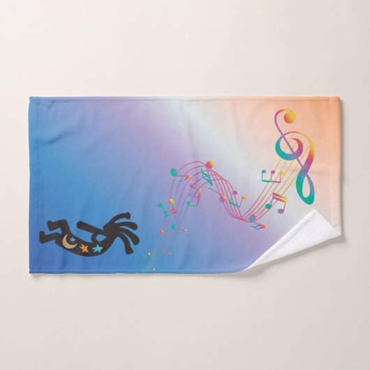 Musiknotens Moon Stars Kokopelli Badhandtuch Set (Handtuch)