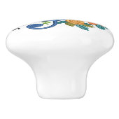 Musiknotens Musical Clef Floral Orange Blue Keramikknauf (Seitenansicht)