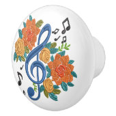 Musiknotens Musical Clef Floral Orange Blue Keramikknauf (Rechts)