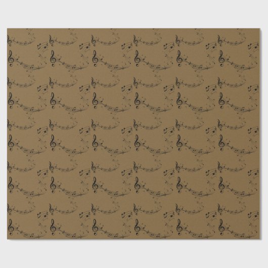 Musiknotens Pattern Brown Kraft Geschenkpapier (Flach)