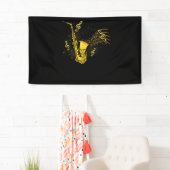 Musiknotens Treble Clef Saxophonist Jazzmusiker Banner (Insitu)