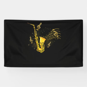 Musiknotens Treble Clef Saxophonist Jazzmusiker Banner