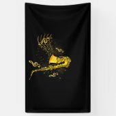 Musiknotens Treble Clef Saxophonist Jazzmusiker Banner (Vertikal)