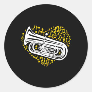 Musiknotens Tuba Tubist Music Tuba Player Marching Runder Aufkleber