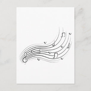 Musiknotenwelle, schwarze Linien-Cliparts Postkarte