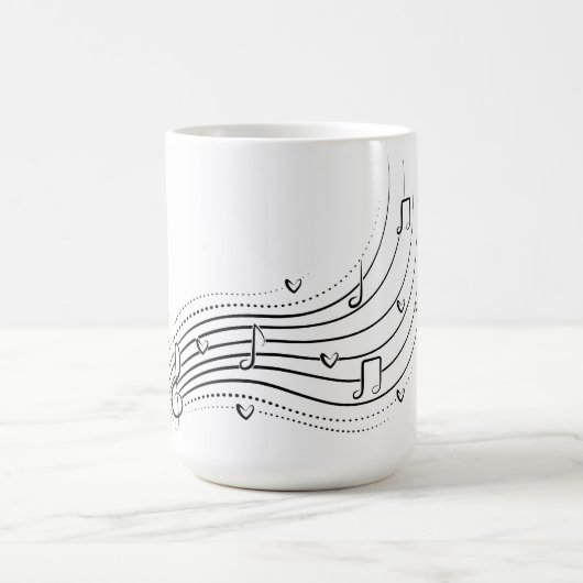 Musiknotenwelle, schwarze Linienclipart Kaffeetasse (Mittel)