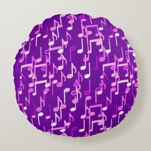 Musiknotes print - violett, lila, vielseitig rundes kissen