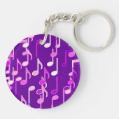 Musiknotes print - violett, lila, vielseitig schlüsselanhänger (Rückseite)