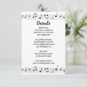 Musiknotizen Schwarz-Weiß-Monogramm-Hochzeit Begleitkarte (Stehend Vorderseite)