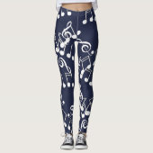 Musiknotizen Treble Clef Muster Leggings (Vorderseite)