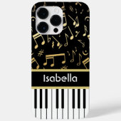 Musiknotizen und Klaviertasten Schwarz und Gold Case-Mate iPhone Hülle (Rückseite)