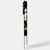 Musiknotizen und Klaviertasten Schwarz und Gold Case-Mate iPhone Hülle (Rückseite / Links)